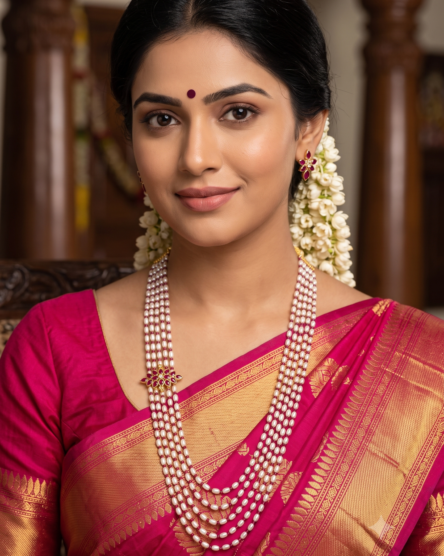 Silver Customized Swarovski Rice Drops Necklace with 3 mm Chetan Rubies | 22 Inches