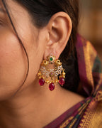 92.5 Silver with 916 Gold Purity Chandbali Earrings