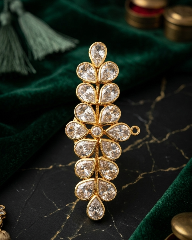 92.5 Sterling Silver White Stone Locket with 916 Gold Polish – Limited Stock
