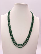 Natural Onyx Emerald 3-Line Beaded Necklace