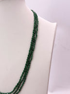 Natural Onyx Emerald 3-Line Beaded Necklace