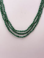 Natural Onyx Emerald 3-Line Beaded Necklace
