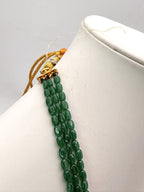 Natural Onyx Emerald 3-Line Beaded Necklace