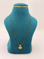 92.5 Sterling Silver Black Beads Chain with Lakshmi Pendant