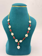 Premium Precious Ruby & Freshwater Coin Pearl Kattu Teega Necklace