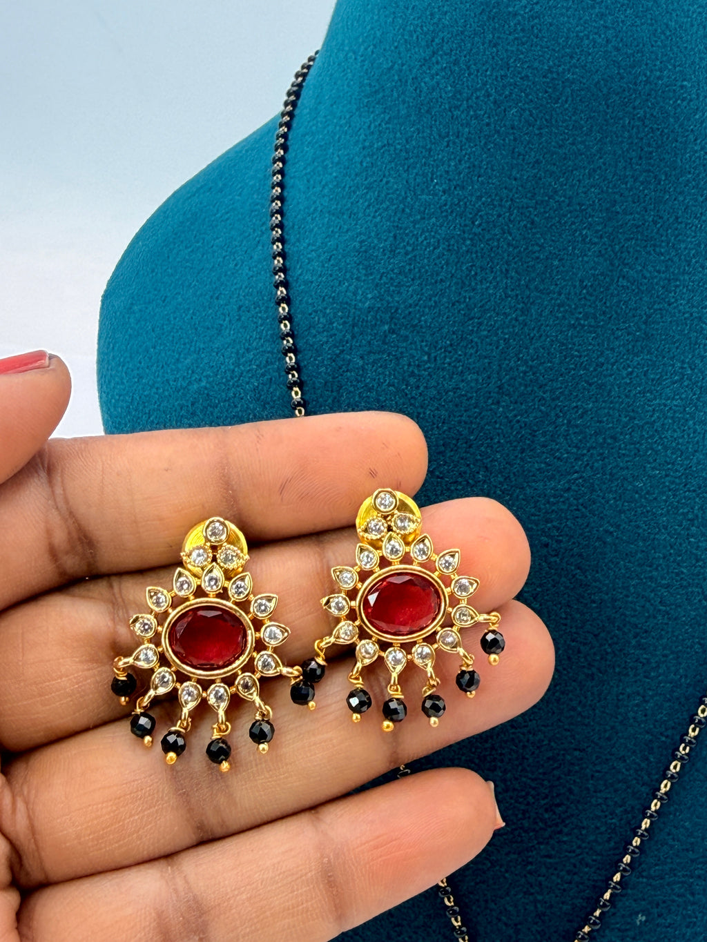 Black Beads Necklace with Matching Earrings | Traditional Handmade Jewelry