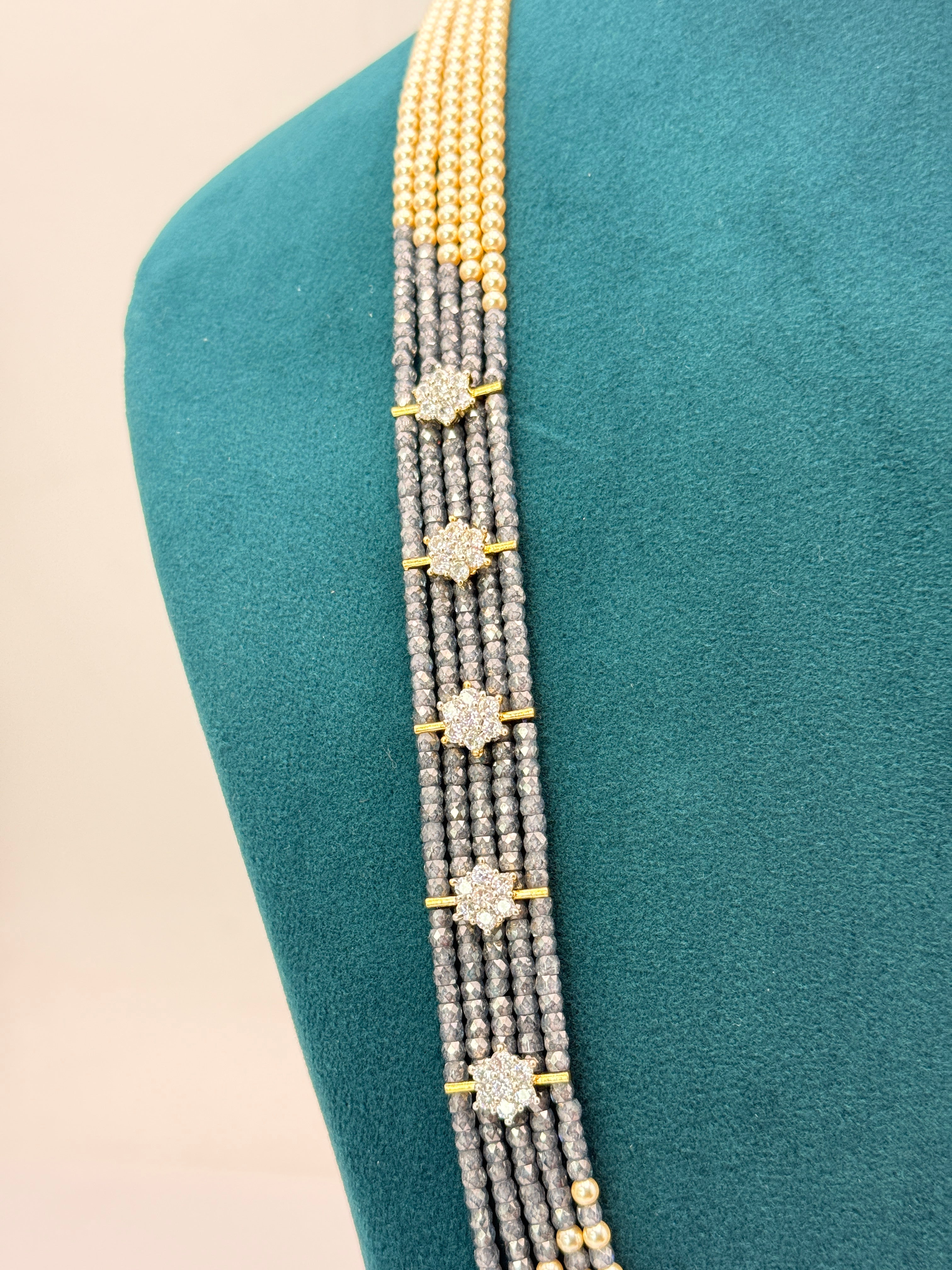 CZ High Crushed Ash Colour Customized Necklace with Mini Lockets | 22 Inch | RH Jewellers