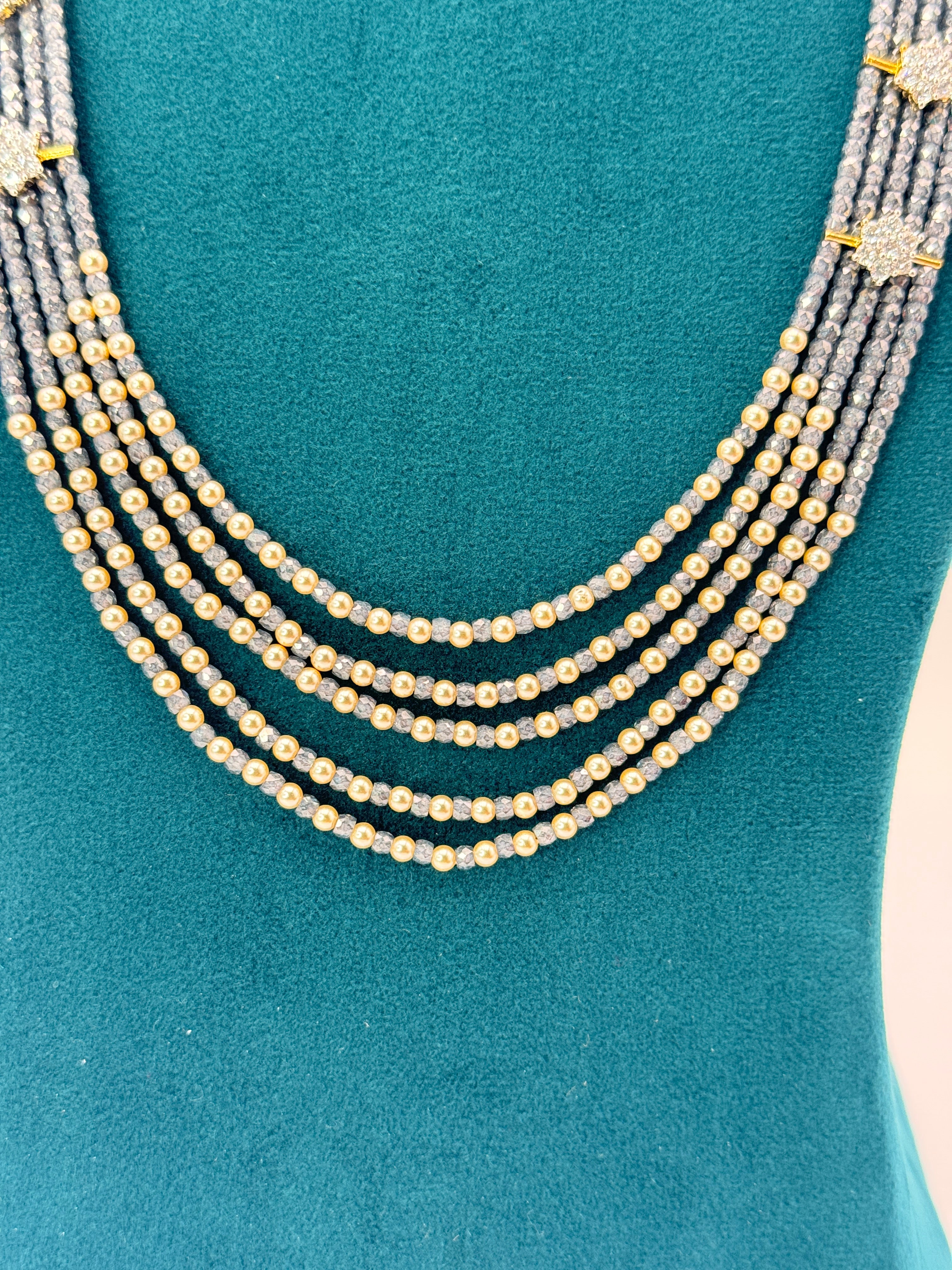 CZ High Crushed Ash Colour Customized Necklace with Mini Lockets | 22 Inch | RH Jewellers