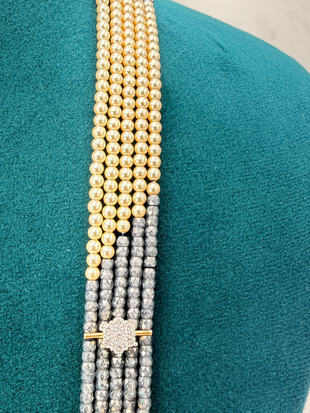 CZ High Crushed Ash Colour Customized Necklace with Mini Lockets | 22 Inch | RH Jewellers
