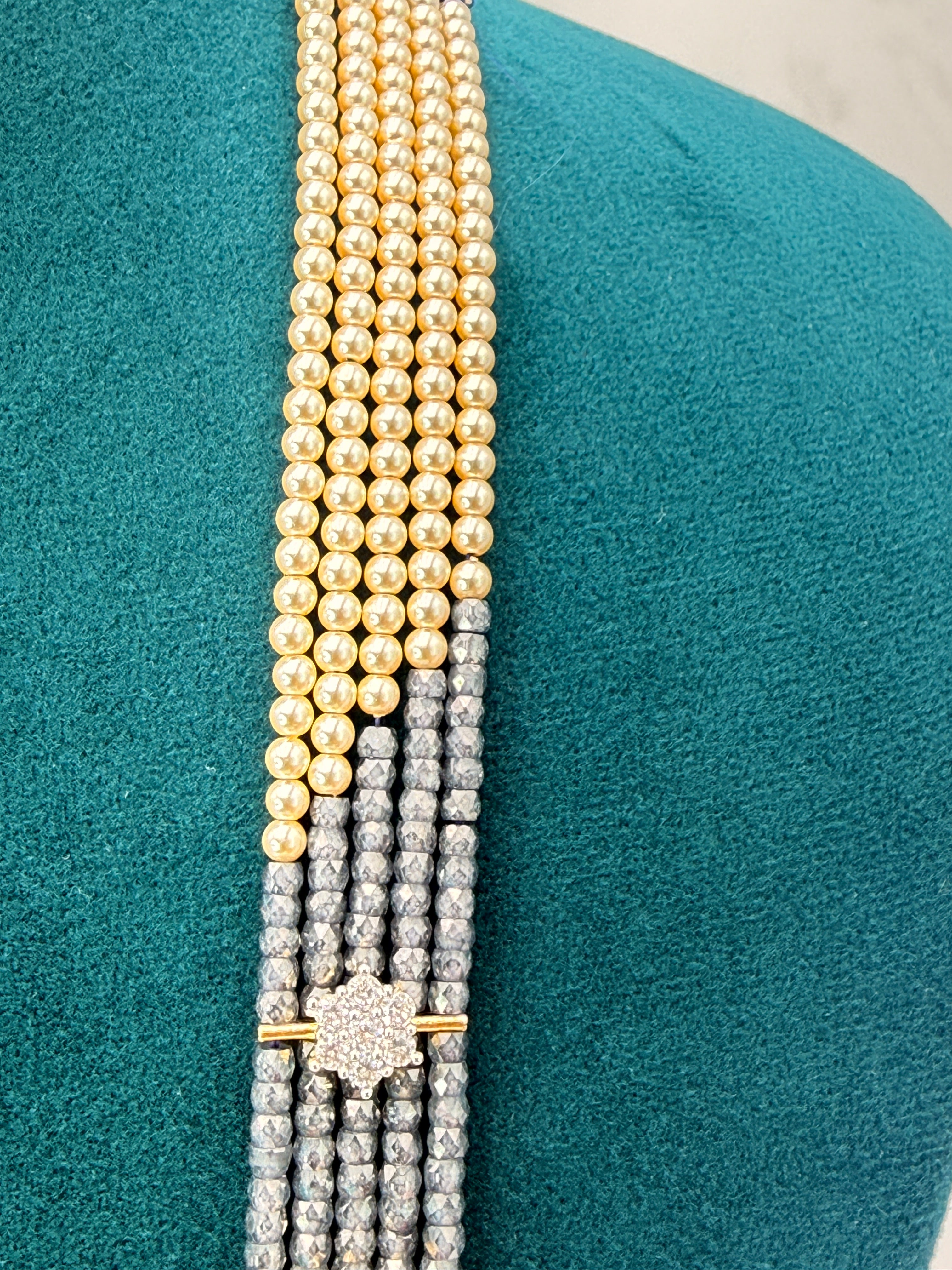 CZ High Crushed Ash Colour Customized Necklace with Mini Lockets | 22 Inch | RH Jewellers