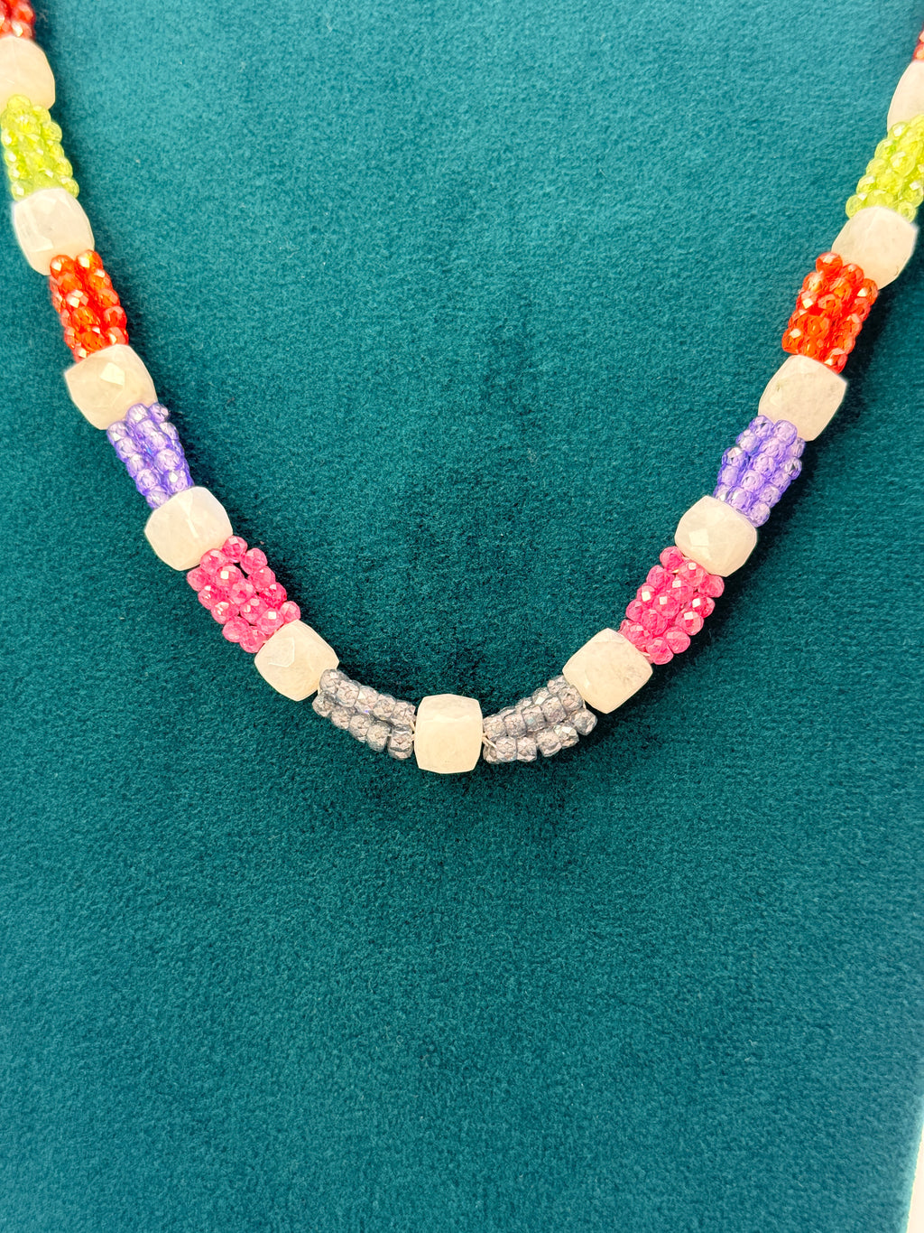 Natural Moonstone with Multi CZ Necklace | 22 Inch | RH Jewellers