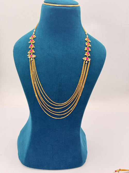Jadau Necklace with Chandraharam Chain | 22 Inch | RH Jewellers