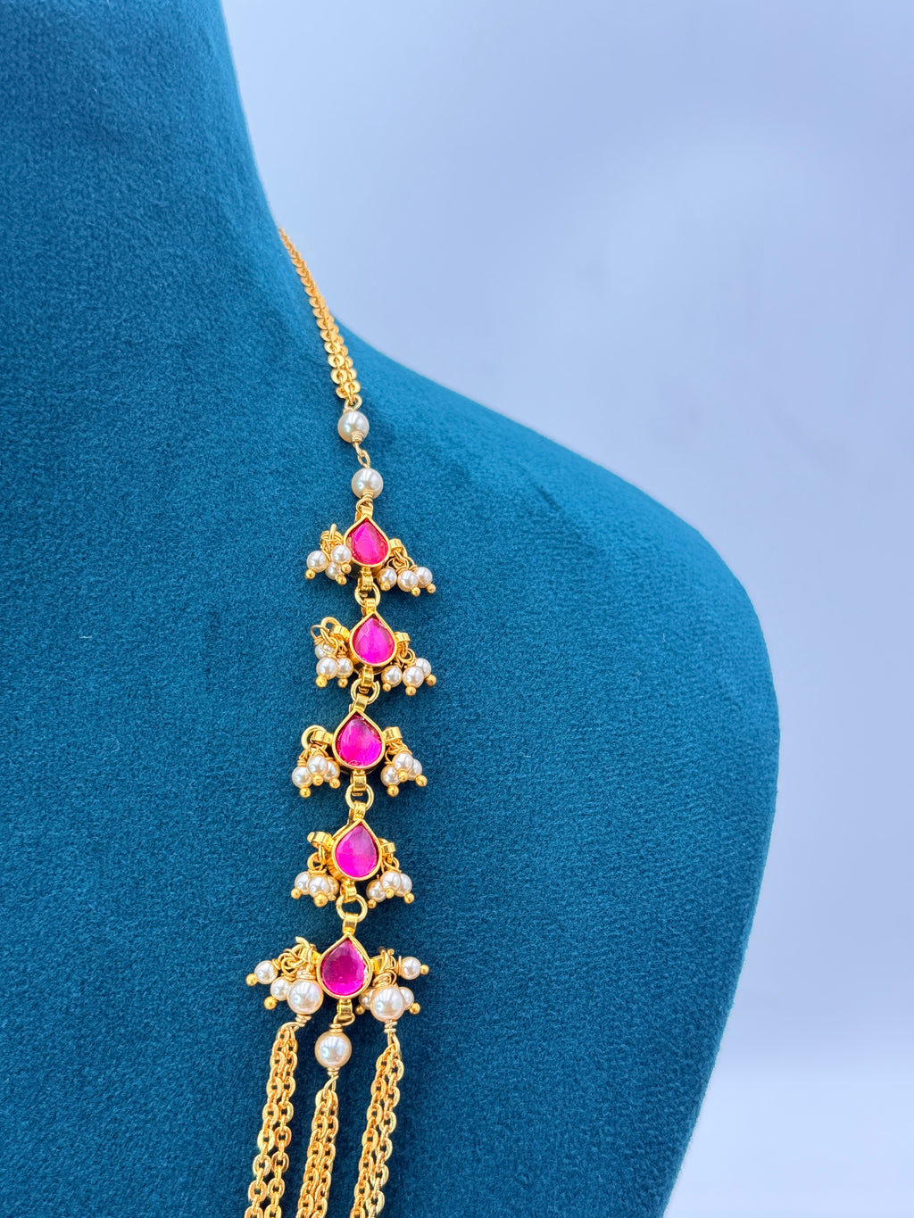 Jadau Necklace with Chandraharam Chain | 22 Inch | RH Jewellers