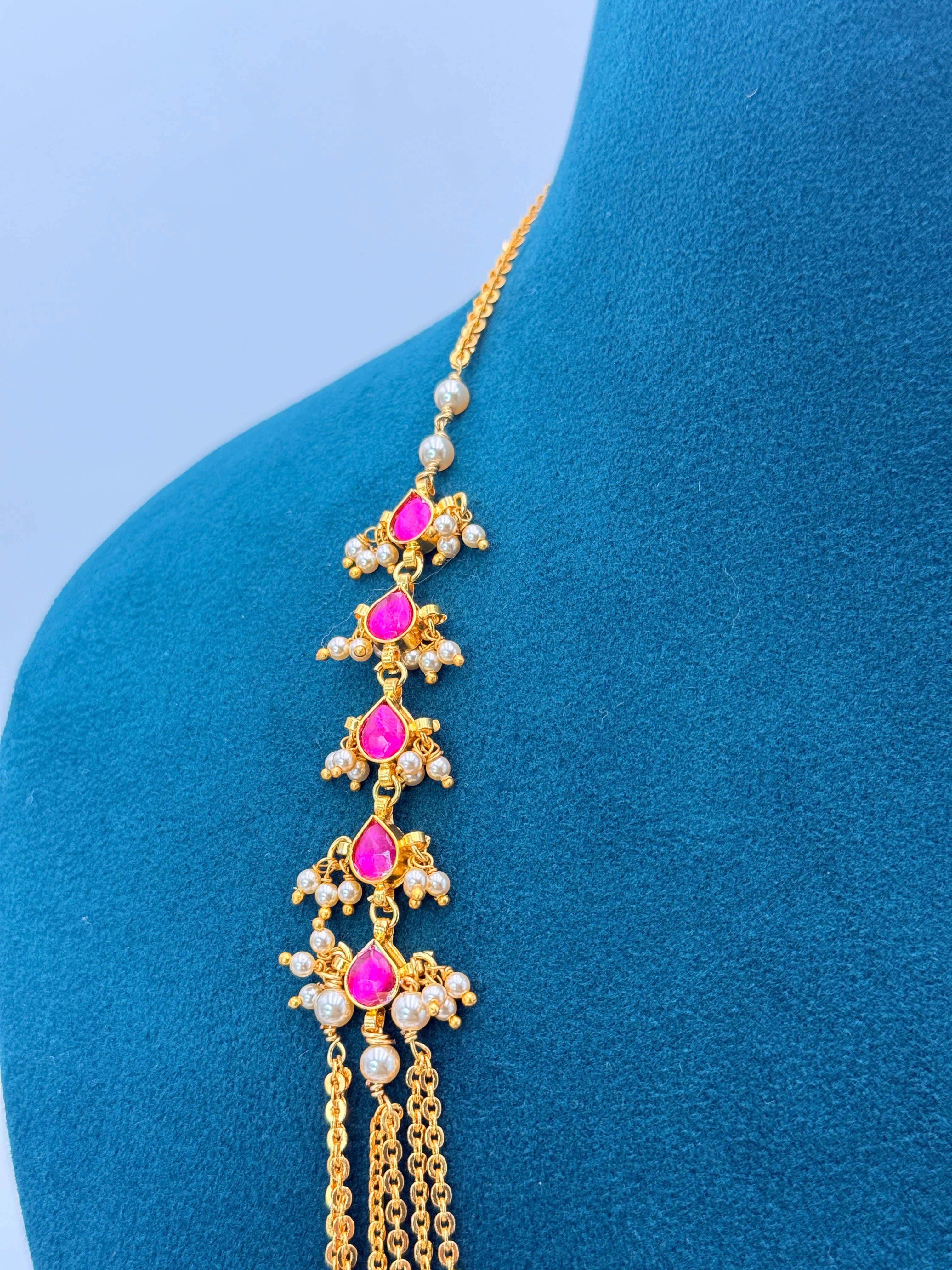 Jadau Necklace with Chandraharam Chain | 22 Inch | RH Jewellers
