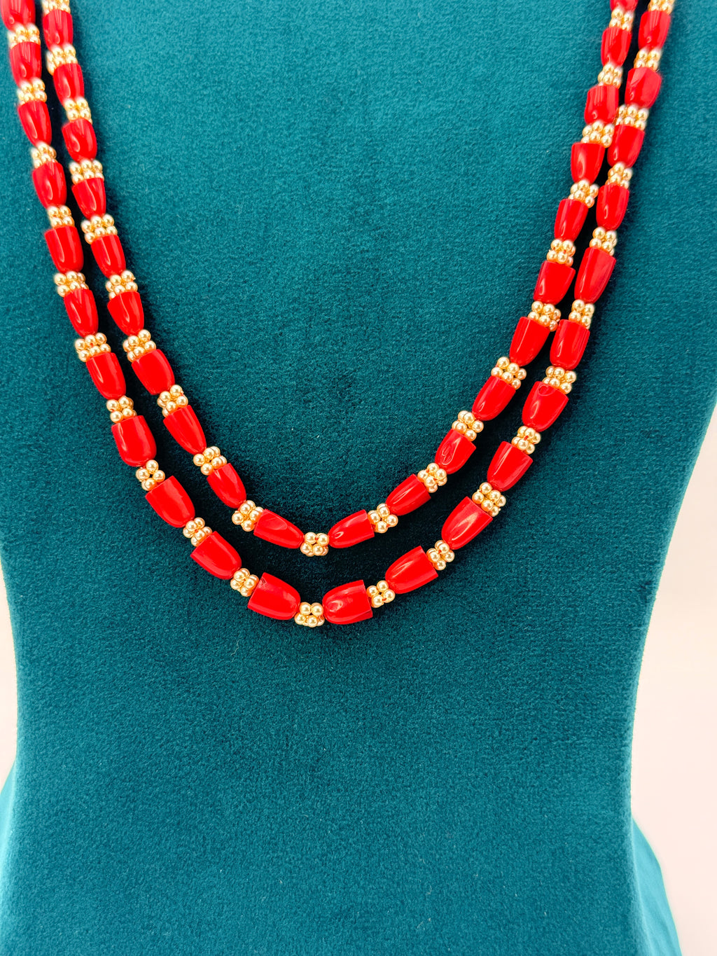 Real Taiwan Coral Necklace with 2.5mm Swarovski Pearls | 24 Inch | RH Jewellers