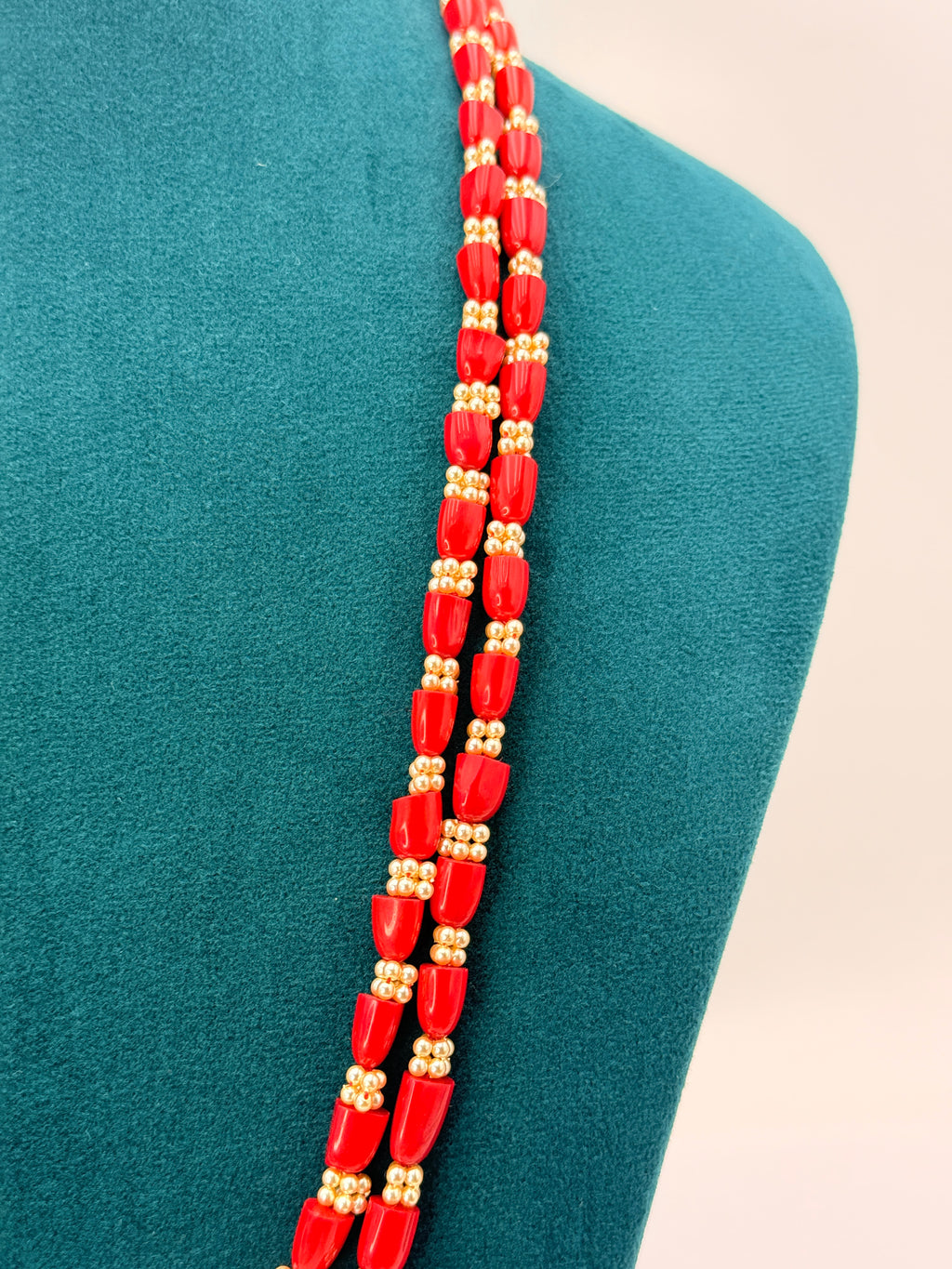 Real Taiwan Coral Necklace with 2.5mm Swarovski Pearls | 24 Inch | RH Jewellers