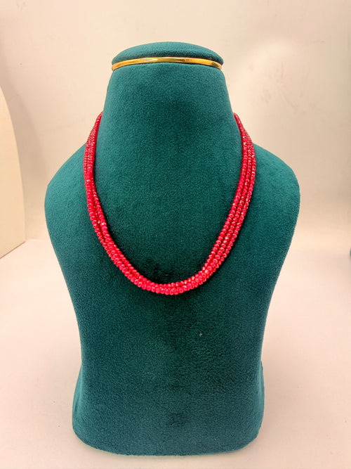 3.5mm Ruby Red Crystal Beads Necklace | 14 Inch | RH Jewellers