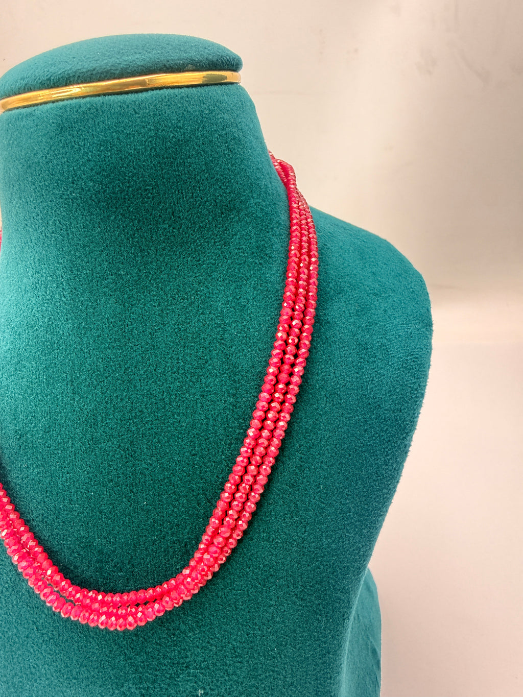 3.5mm Ruby Red Crystal Beads Necklace | 14 Inch | RH Jewellers
