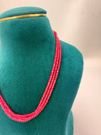 3.5mm Ruby Red Crystal Beads Necklace | 14 Inch | RH Jewellers