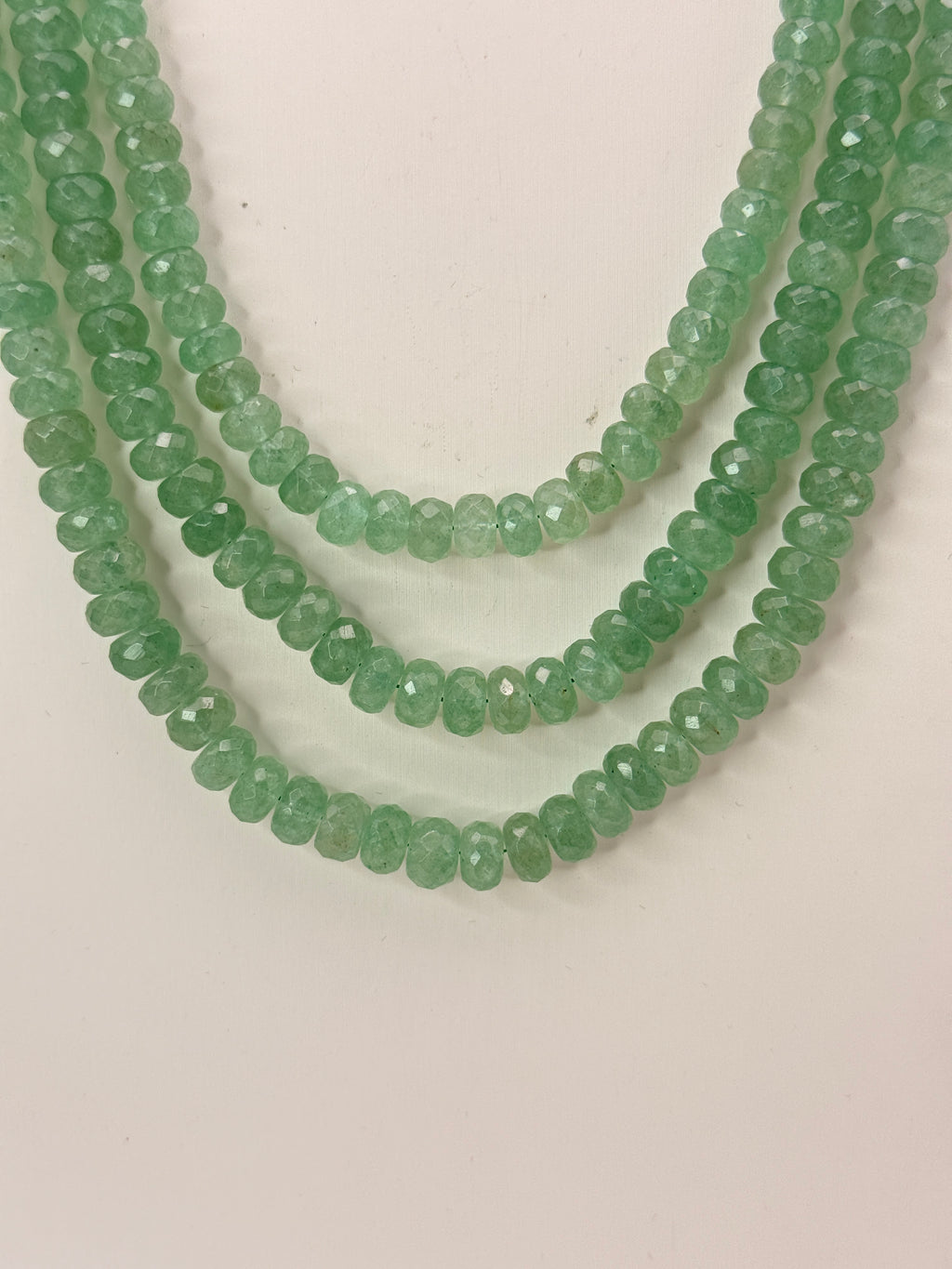 Natural African Strawberry Beads Necklace – Alexander Cut Faceted | 3 Lines | 24 Inches | 8 mm