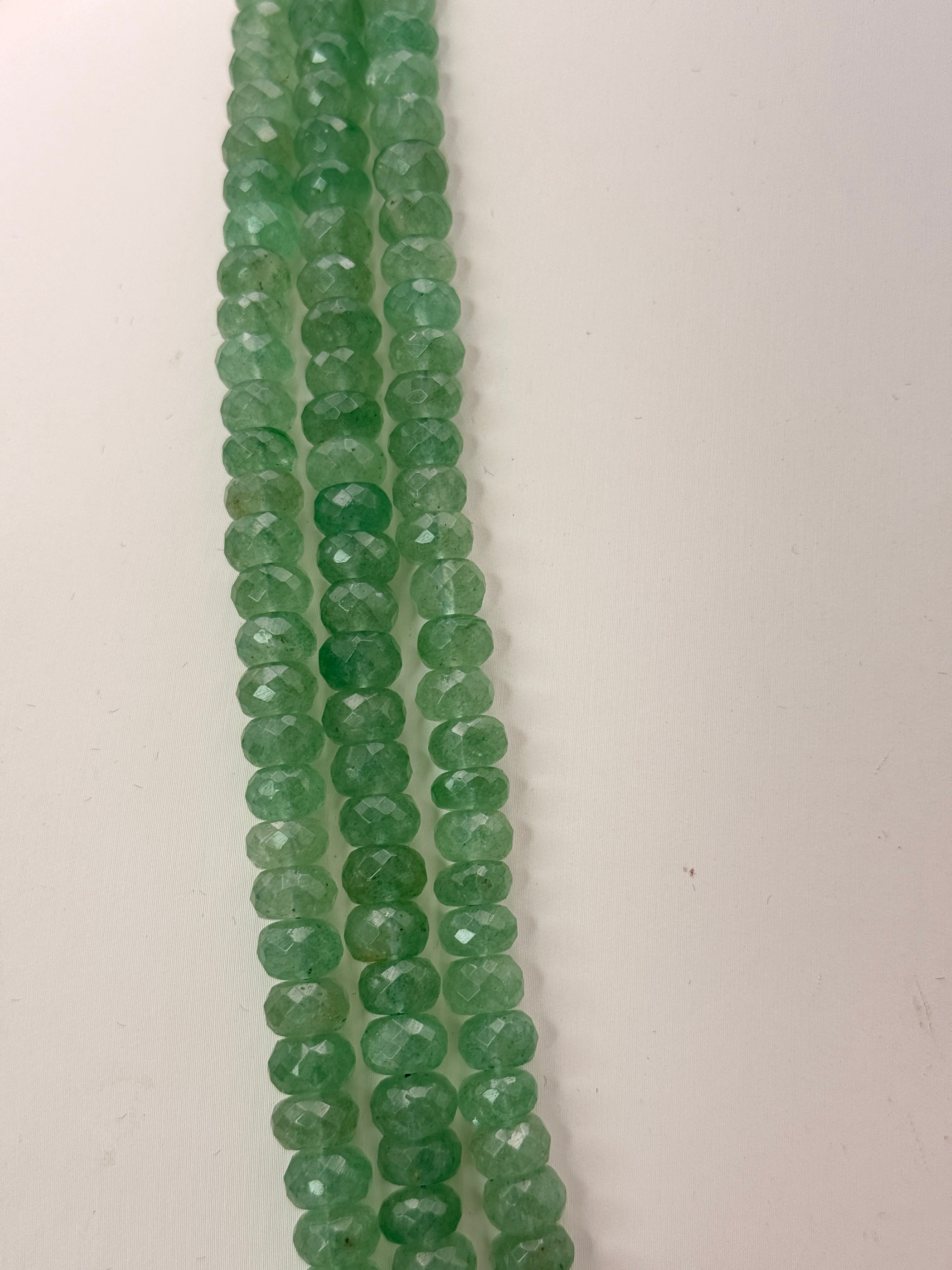 Natural African Strawberry Beads Necklace – Alexander Cut Faceted | 3 Lines | 24 Inches | 8 mm