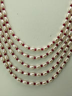Silver Customized Swarovski Rice Drops Necklace with 3 mm Chetan Rubies | 22 Inches