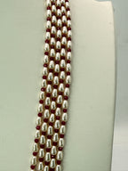 Silver Customized Swarovski Rice Drops Necklace with 3 mm Chetan Rubies | 22 Inches