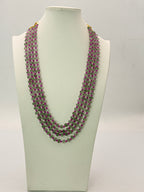 Natural Alexander Cut Emerald Necklace with Silver Connectors & 2 mm Pink CZ Crush Beads | 22 Inches