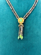 Natural Labradorite Beads Necklace with Moissanite Stone Locket | 16-Inch Handmade Necklace