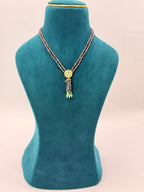 Natural Labradorite Beads Necklace with Moissanite Stone Locket | 16-Inch Handmade Necklace