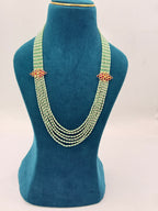 Original Green Seas Beads Necklace with 92.5 Silver Side Brooches | 22-Inch Handmade Customized Necklace