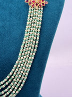 Original Green Seas Beads Necklace with 92.5 Silver Side Brooches | 22-Inch Handmade Customized Necklace