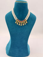 Premium One Gram Gold Locket Necklace with Original Button Pearls | 16-Inch Customized Neck Set with Earrings