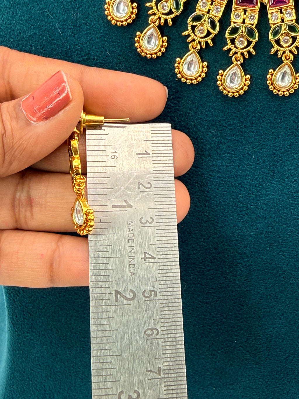 Premium One Gram Gold Locket Necklace with Original Button Pearls | 16-Inch Customized Neck Set with Earrings