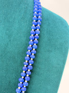 One Gram Gold Locket with Mona Lisa Blue Pumpkin Beads Necklace | 22-Inch Handmade Necklace