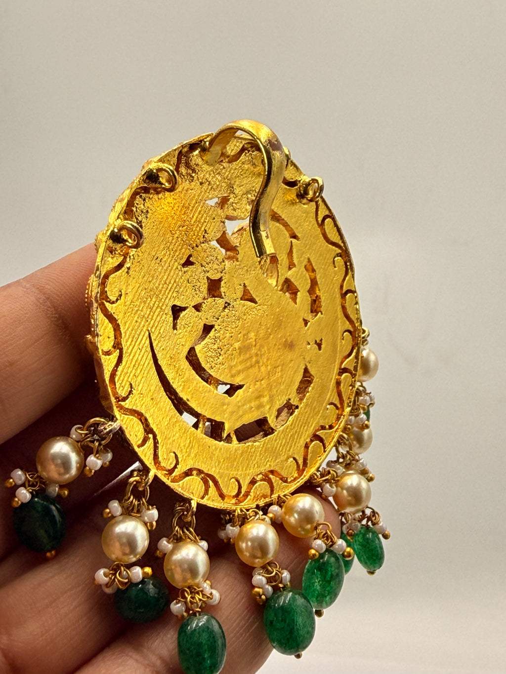 Jadau White Kundan Peacock Locket with 70% Silver Mix | 3-Inch Premium Statement Pendant