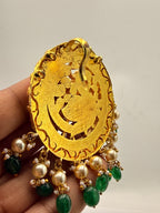 Jadau White Kundan Peacock Locket with 70% Silver Mix | 3-Inch Premium Statement Pendant