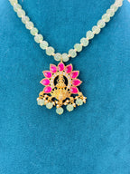 Natural African Strawberry Pumpkin Beads Necklace with Swarovski Pearls & Jadau 70% Silver Sin Locket