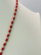 Premium Real Taiwan Coral Necklace with Coral Ganapathi Locket | Handmade Traditional Necklace | 17 Inches