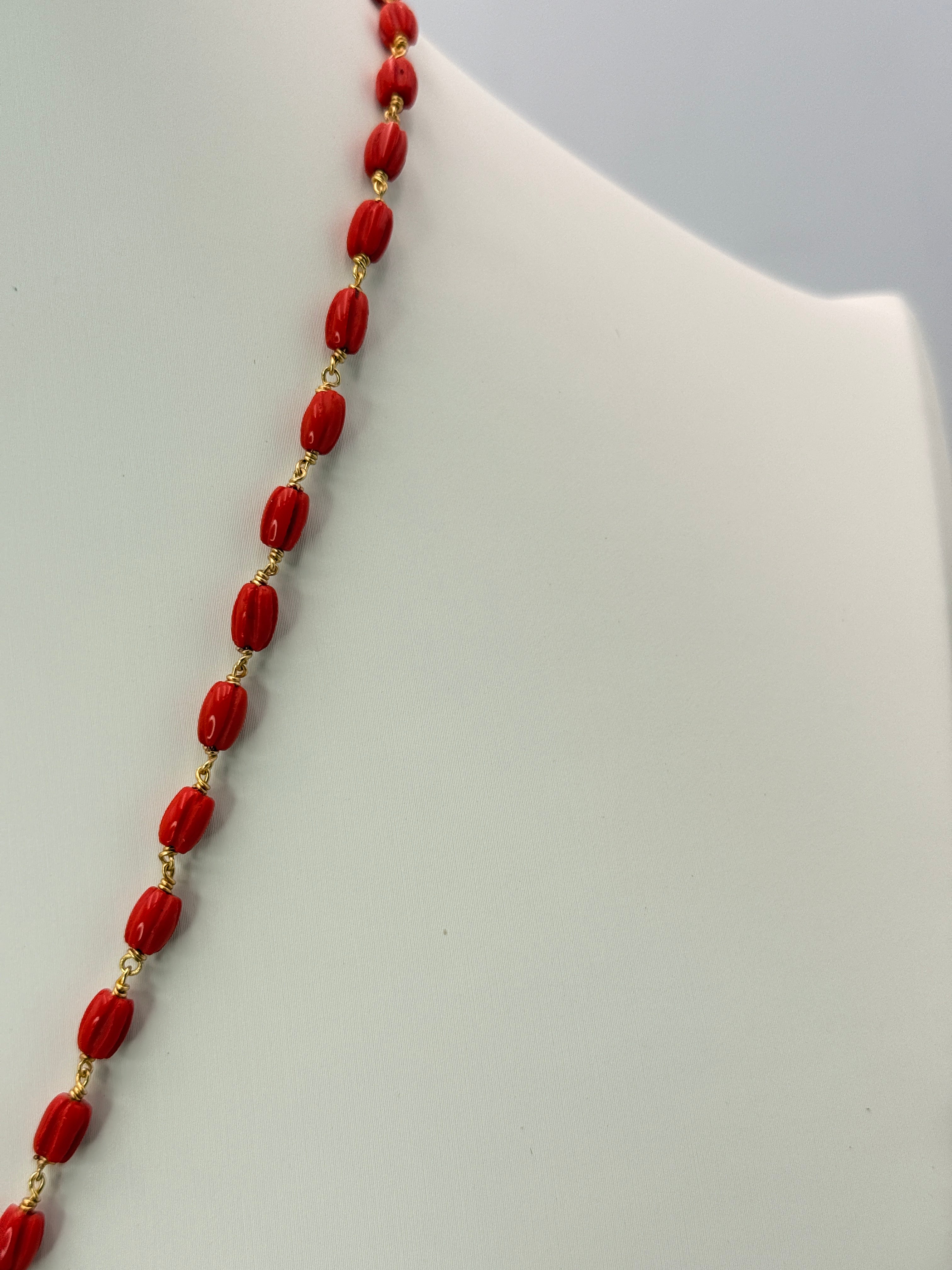 Premium Real Taiwan Coral Necklace with Coral Ganapathi Locket | Handmade Traditional Necklace | 17 Inches