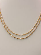 Original Rice Rose Keshi Pearls 2-Line Necklace with Premium Golden Spacers | 18 Inches