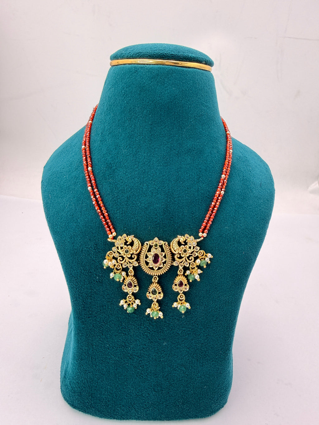 Budget-Friendly Maroon Red CZ Short Neckpiece – 13 Inches