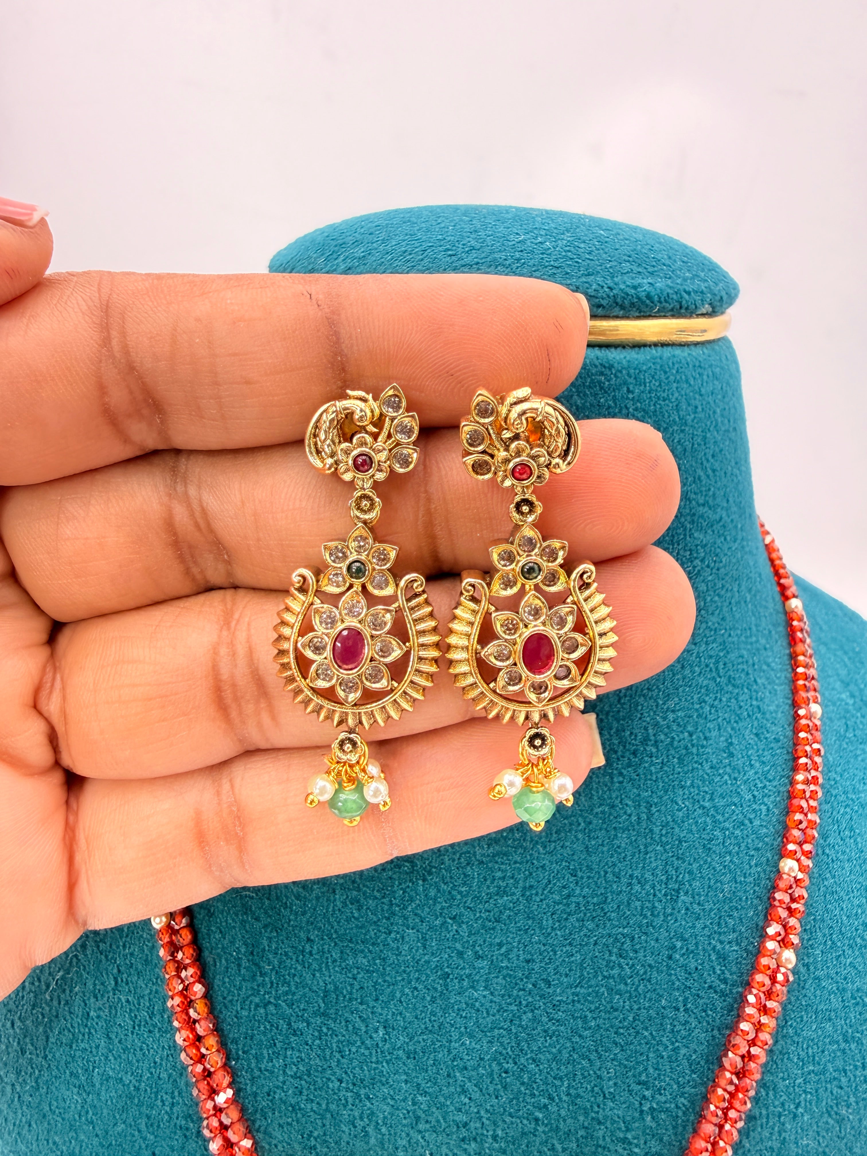 Budget-Friendly Maroon Red CZ Short Neckpiece – 13 Inches