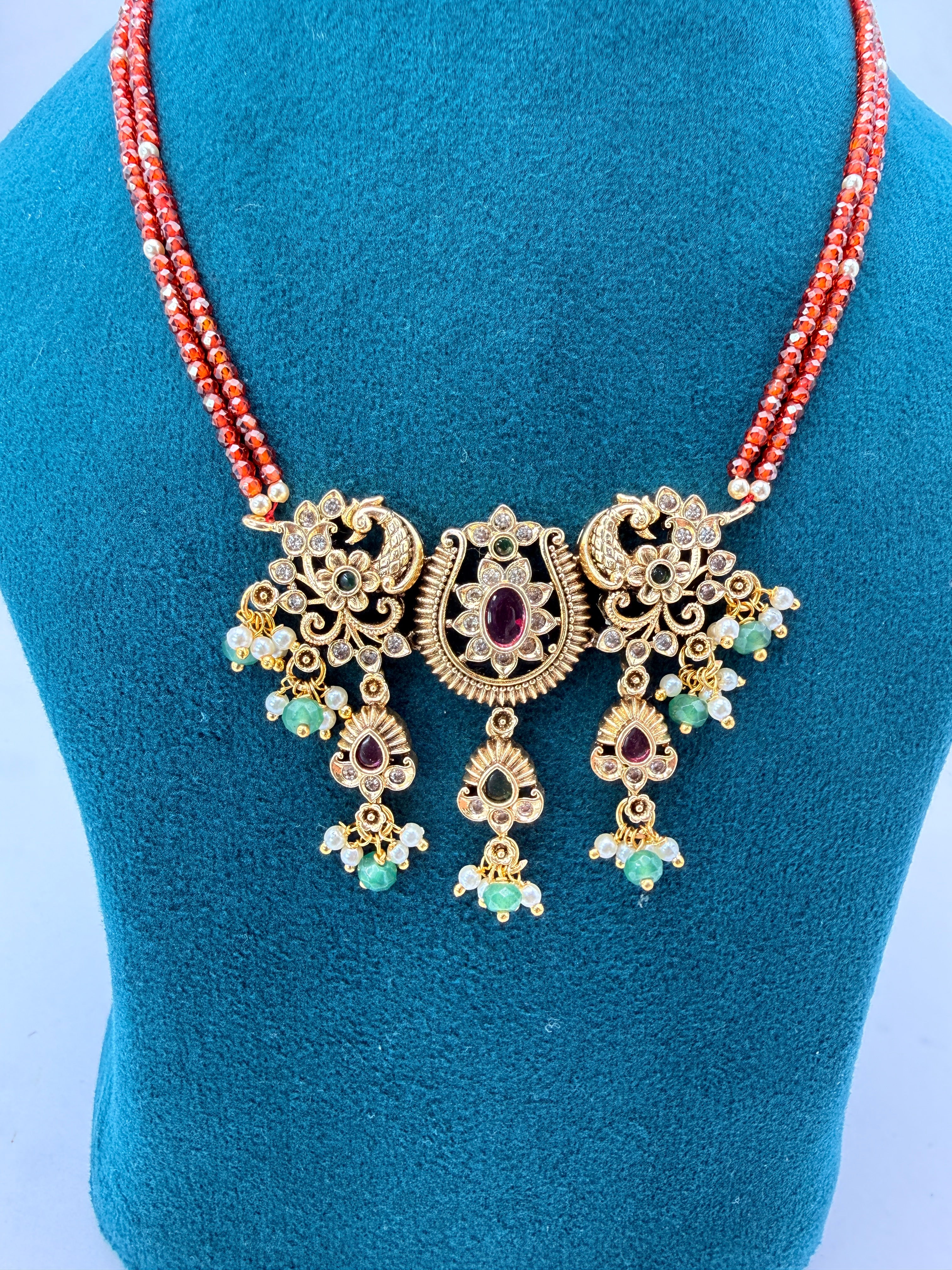 Budget-Friendly Maroon Red CZ Short Neckpiece – 13 Inches