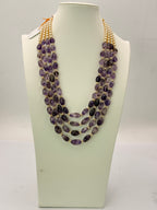 Natural Amethyst & Swarovski Pearls Handmade Necklace 22 inches
