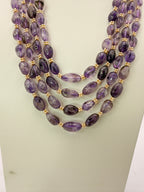 Natural Amethyst & Swarovski Pearls Handmade Necklace 22 inches