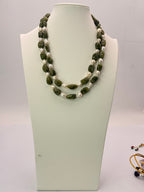 CM Revanth Reddy's Wife Inspired Natural Green Sapphire & Baroque Pearls Two-Line Customized Necklace – 18 Inches