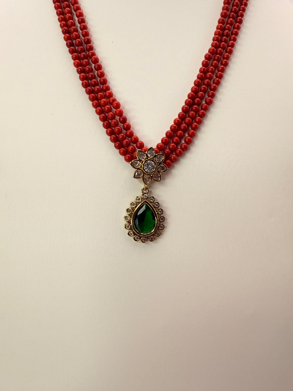 4mm Taiwan Coral Beads Necklace with 1 Gram Gold Locket – Customized Design