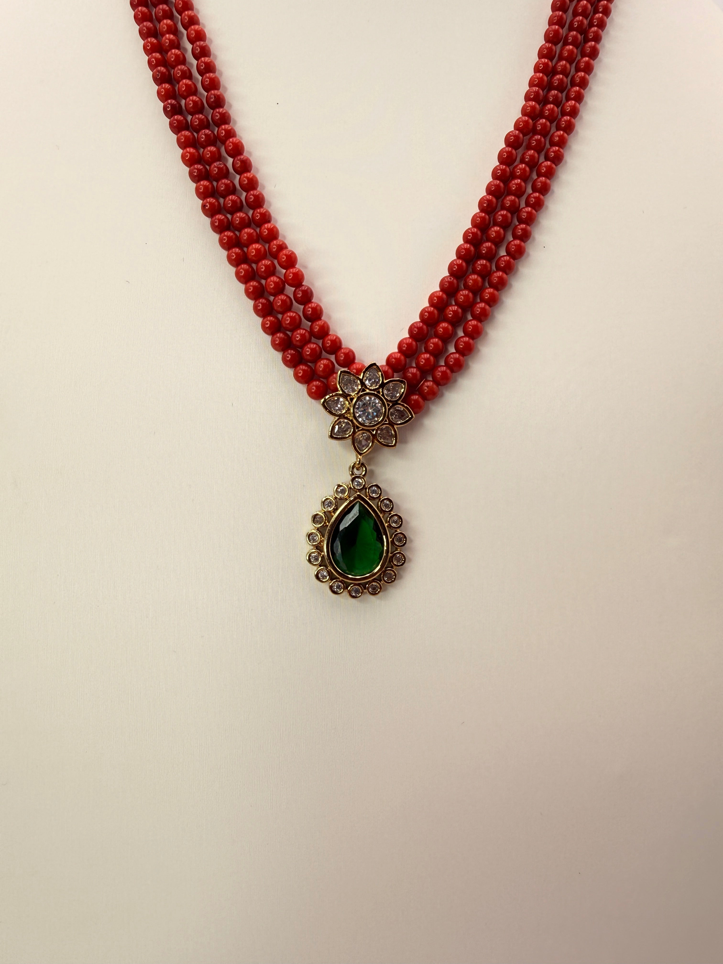 4mm Taiwan Coral Beads Necklace with 1 Gram Gold Locket – Customized Design