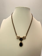 Original Black Diamond Cut Beads Necklace with Black Stone Locket – 17 Inches